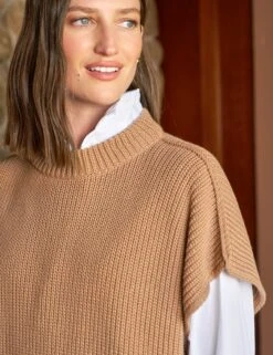 MONTECITO VEST Camel, Pure Italian Cotton -Elegant Wear Hub 1 SWEATER05 CAMK LAB600 BLK SHIRLEY C000 MichelleOuellet 24FA 0786 sRGB