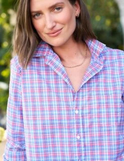 EILEEN Pink And Blue Plaid, Superluxe -Elegant Wear Hub 109 WATERFORD NAVY EILEEN PKBP LAB516NTF WHT Model RayRoberts2023 24RE 0496 sRGB