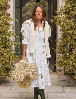 GRACE DRESS White, Eyelet Cotton