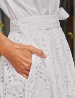 GRACE DRESS White, Eyelet Cotton -Elegant Wear Hub 14 EYELETD WHTP SWEATER21 IVYK Simone 25FA September 050 sRGB