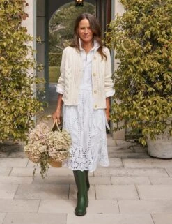 GRACE DRESS White, Eyelet Cotton -Elegant Wear Hub 14 EYELETD WHTP SWEATER21 IVYK Simone 25FA September 077 sRGB