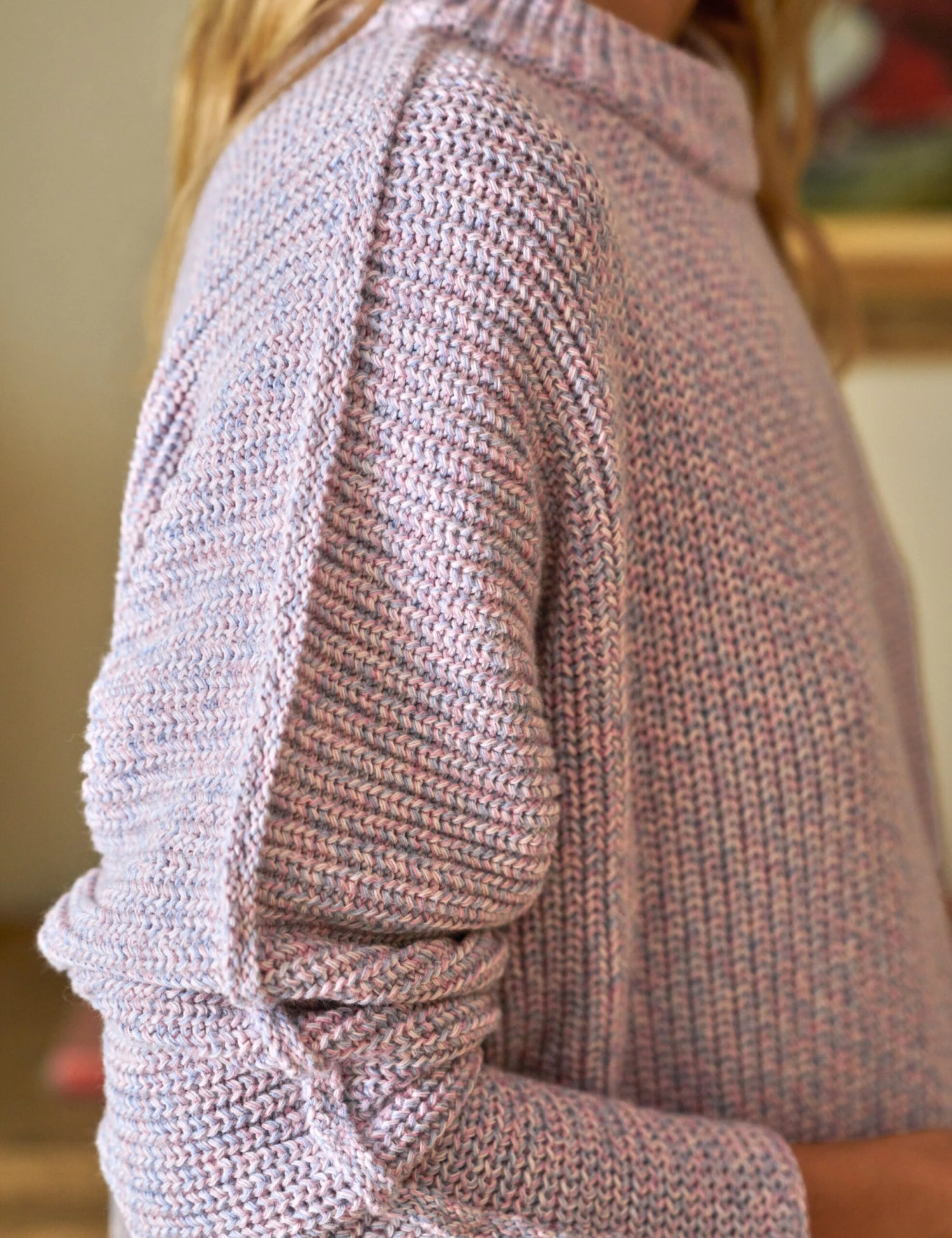 MONTECITO SWEATER Pink And Blue Marl, Pure Italian Cotton 4 MONTECITO SWEATER Pink And Blue Marl, Pure Italian Cotton - Image 4