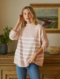 MONTEREY Vintage Rose With White Stripe, Pure Italian Cotton