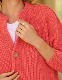 MONTECITO CARDIGAN Lobster, Pure Italian Cotton -Elegant Wear Hub 2 SWEATER04 LBSK LAB249HJ WHT WATERFORD 1968 NATHALIE SU25 MAY 0210 sRGB