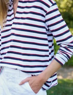 PATRICK White With Red And Navy French Stripe, Heritage Jersey -Elegant Wear Hub 29 LAB510ST RNWS JAMESONSK WTL CLARA SETTJE 25SP 3301 sRGB