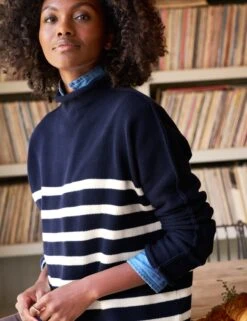 MONTEREY Navy With Cream Stripe, Pure Italian Cotton -Elegant Wear Hub 34 WESTPORT IRCT SWEATER01 NISK EILEEN VWD Milan Dixon 24FA 2385 sRGB 5366dc54 1cf5 454c a045 bdd4d8f7b263