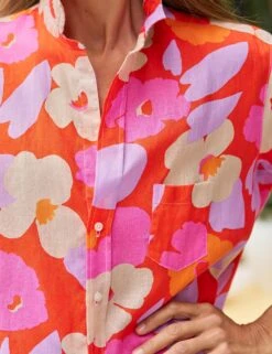 EILEEN Orange And Pink Floral, Italian Classic Linen 7 EILEEN Orange And Pink Floral, Italian Classic Linen -Elegant Wear Hub 38 EILEEN LFPO WEXFORD WTL SIMONE SU25 JUNE 3845 sRGB