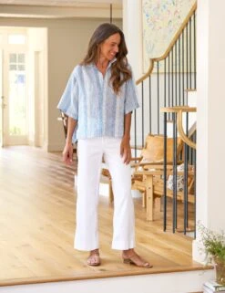 ROSIE Blue Multi Stripe, Italian Classic Linen -Elegant Wear Hub 39 ROSIE MSTB WEXFORD WTL SIMONE SU25 JULY 2798 sRGB