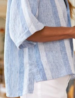 ROSIE Blue Multi Stripe, Italian Classic Linen -Elegant Wear Hub 39 ROSIE MSTB WEXFORD WTL SIMONE SU25 JULY 2844 sRGB