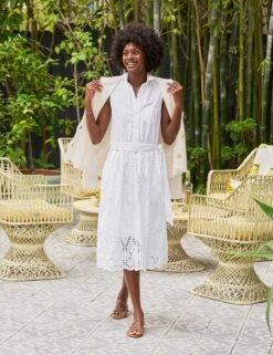 GRACE SLEEVELESS DRESS White, Eyelet Cotton -Elegant Wear Hub 4 EYELETSLD WHTP MILAN SU25 JUNE 3451 sRGB