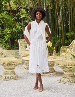 GRACE SLEEVELESS DRESS White, Eyelet Cotton -Elegant Wear Hub 4 EYELETSLD WHTP MILAN SU25 JUNE 3473 sRGB