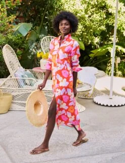 RORY Orange And Pink Floral, Italian Classic Linen