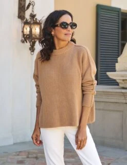 MONTECITO SWEATER Camel, Pure Italian Cotton