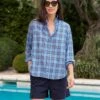 EILEEN Blue And Navy Plaid, Casual Cotton