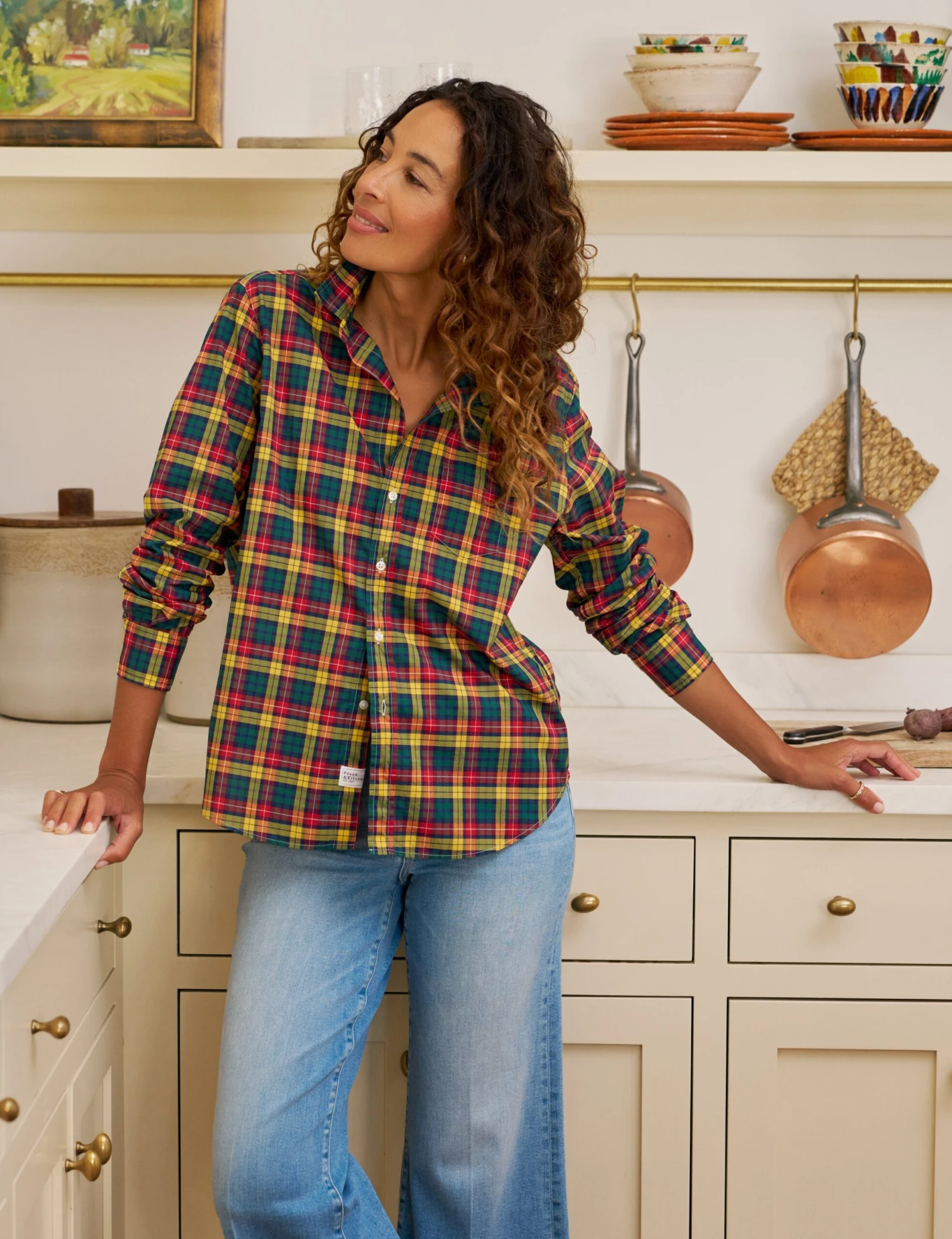 EILEEN Yellow And Red Plaid, Italian Classic Poplin 1 EILEEN Yellow And Red Plaid, Italian Classic Poplin