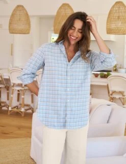 JOEDY Cream And Blue Plaid, Flannel