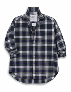 EILEEN Blue And Green With White Plaid, Italian Flannel -Elegant Wear Hub EILEEN GWBP 01 2