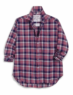 EILEEN White And Black With Red Plaid, Italian Flannel -Elegant Wear Hub EILEEN WBRP 01 1