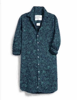 MARY Navy With Green Floral, Classic Linen -Elegant Wear Hub MARY NGFL