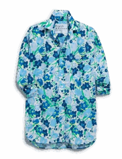 SHIRLEY Multi Blue And White Floral, Made With Liberty Fabric -Elegant Wear Hub SHIRLEY BWFL