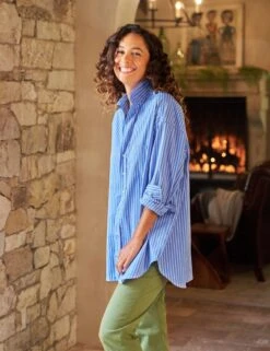 SHIRLEY Blue With White Stripe, Superluxe -Elegant Wear Hub SHIRLEY BWSD Exclusive Paloma Jonas 23FA 2354 sRGB