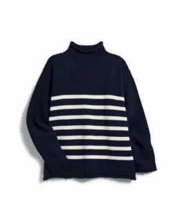 MONTEREY Navy With Cream Stripe, Pure Italian Cotton -Elegant Wear Hub SWEATER01 NISK
