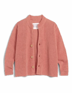 MONTECITO CARDIGAN Apricot, Pure Italian Cotton -Elegant Wear Hub SWEATER04 APRK 01
